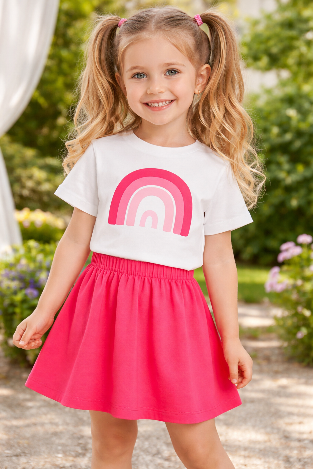 ست کراپ و دامن رنگین کمان