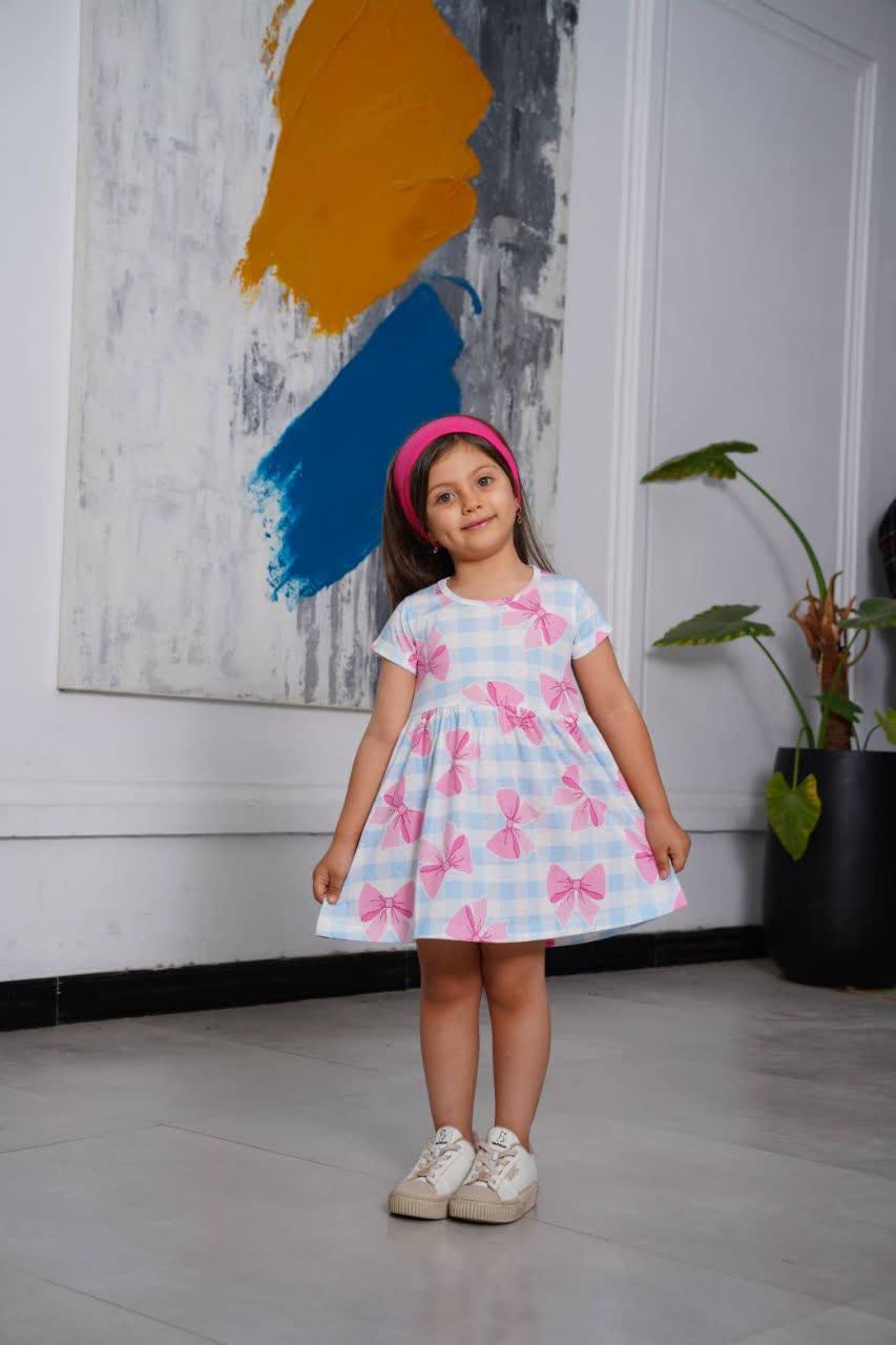 سارافون دخترانه پاپیون صورتی