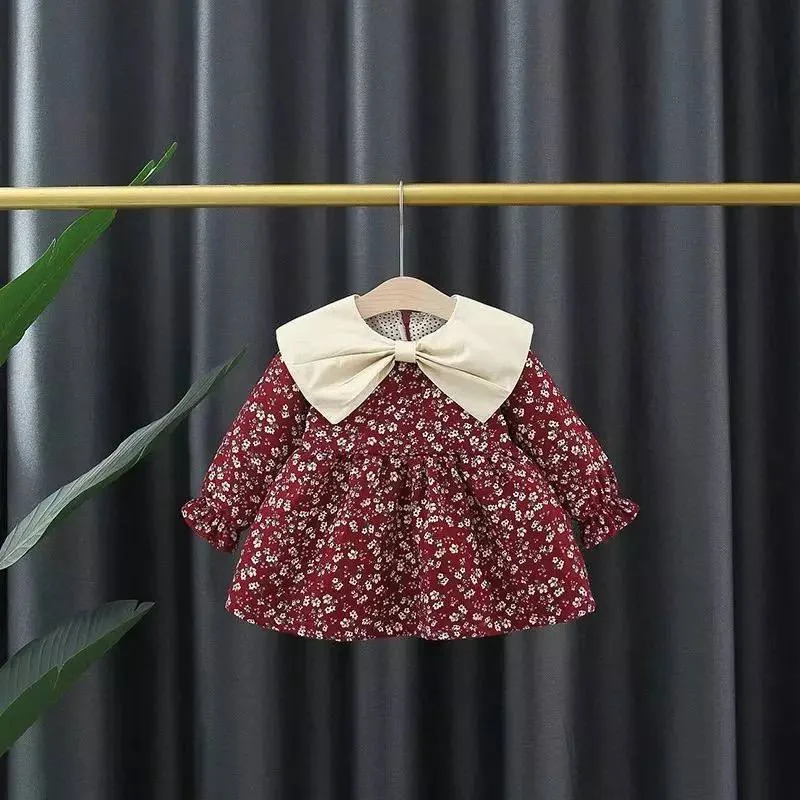 پيراهن دخترانه گلگلي يقه فانتزي